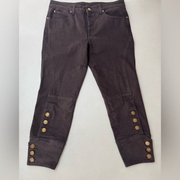 Authentic Gucci Brown Denim Capri Jeans – Size 40 (US 6/8) – Vintage Look - Picture 1 of 16